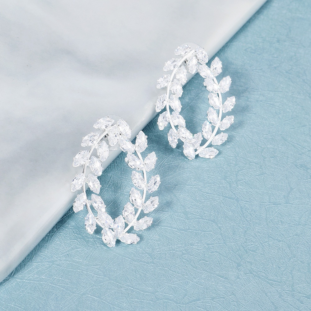 Khuyên Tai Hình Cành Cây Đính Đá Zircon Phong Cách Âu Mỹ Hàng Ngày Phong Cách Mới