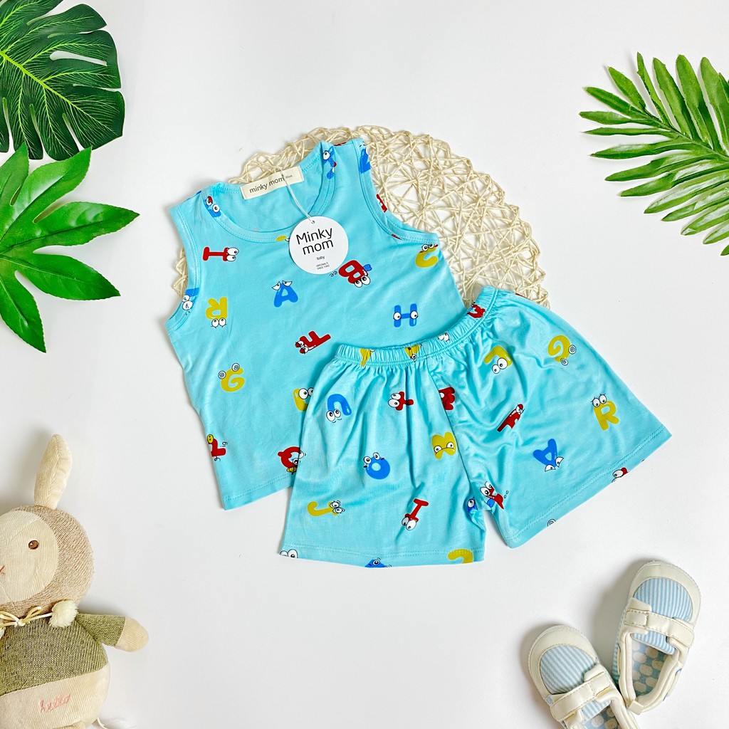 [6-18kg] Đồ Bộ Thun Cotton 100% MinkyMom Họa Tiết Chữ Cái Cho Bé Từ 6-18kg - MeGauu MM001 [Hình thật]