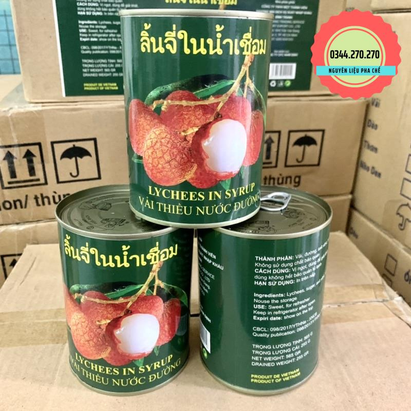 Vải ngâm Thái tem giấy (Quả trắng, giòn) Lon 560gr - Date mới