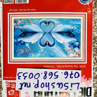 Tranh thêu chữ thập thiên nga 72x45cm tranh d chưa thêu a704