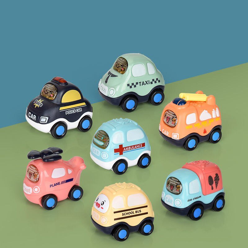 Bộ ô tô đồ chơi quán tính mô tả xe cứu hỏa, cứu thương, cảnh sát, taxi hấp dẫn cho bé