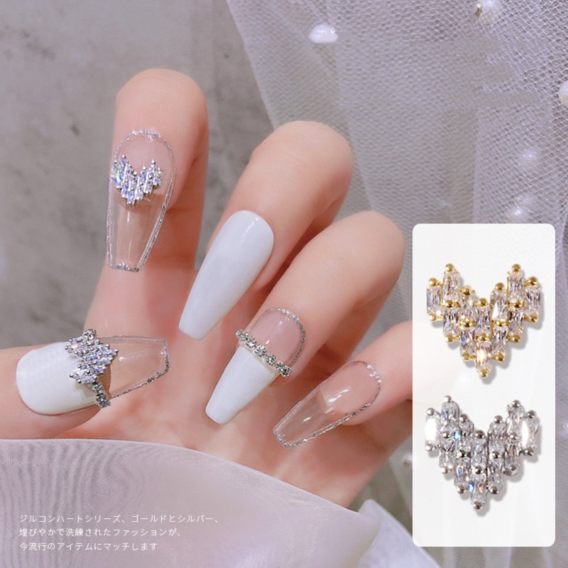 Phụ Kiện Trang Trí Móng Tay Hình Trái Tim 3D Bằng Hợp Kim Xinh Xắn