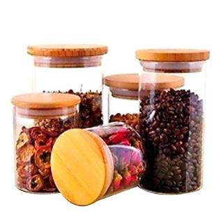 Combo 04 Lọ thủy tinh borosilicate nắp gỗ 1000 ML