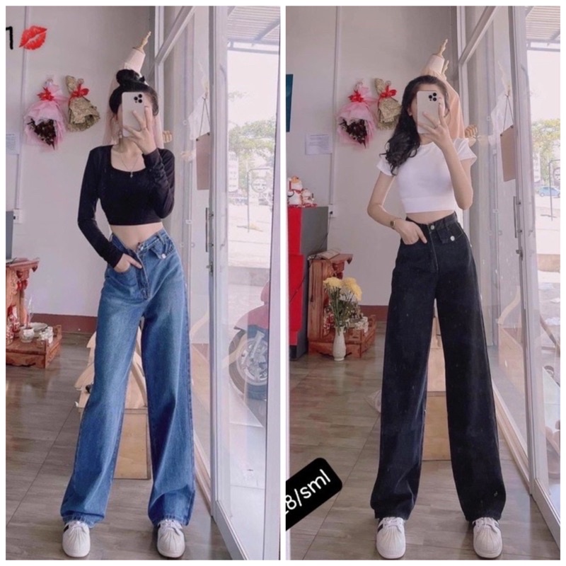 Quần jeans baggy ống xuông MÃ 5228, 5191, quần bò baggy ống rộng lưng cao - J0TJ