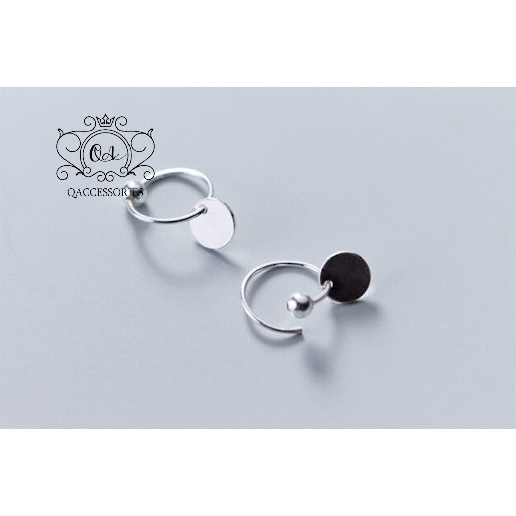 Khuyên tai tròn bi bạc bông tai hoop mặt đĩa dẹt S925 CIRCLE Silver Earrings QA SILVER EA190201