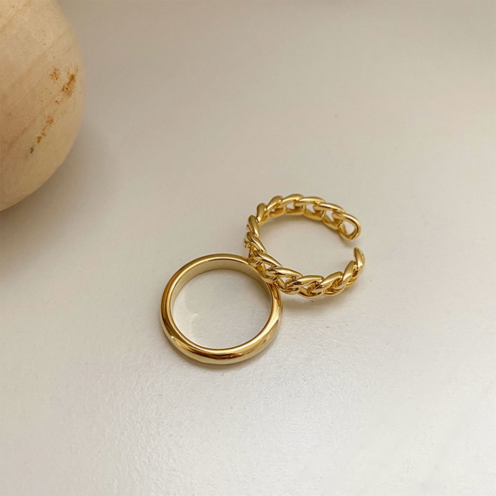 Nhẫn hai mảnh màu tối thời trang cá tính sang trọng phong cách Hàn Quốc cho nữ