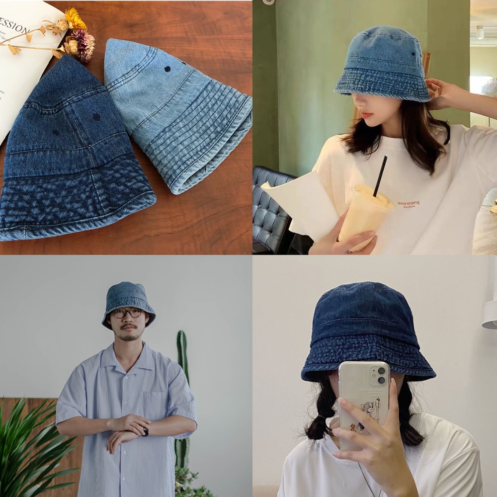 Nón Tai Bèo Vành Cụp Jeans Lỗ Trơn Basic Jussy Official Kiểu Mũ Bucket Nam Nữ Unisex Vải Jean Dày Dặn Form Đẹp