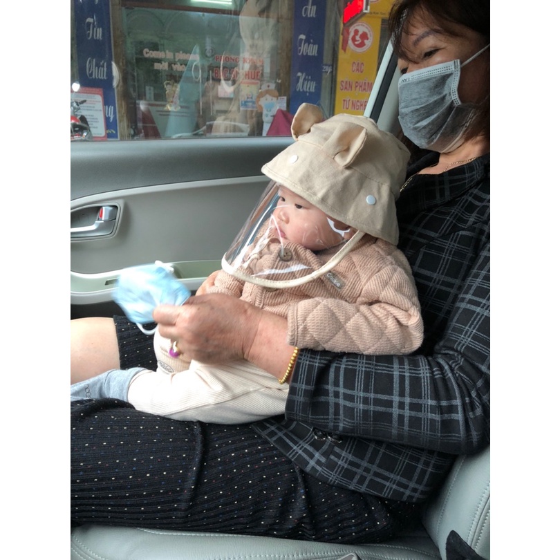 Mũ chống giọt bắn cho bé hình tai gấu nhiều màu cho bé trai bé gái từ 2 tháng đến 2 tuổi