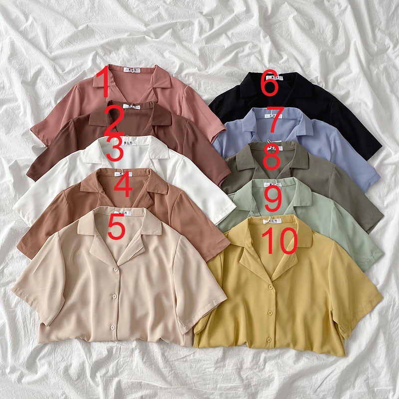 Áo sơ mi voan cổ bẻ basic ver3 ulzzang 8134