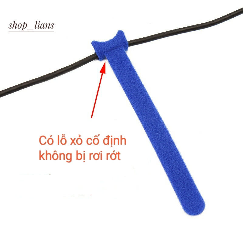 SG - Set 10 dây gai dính velcro dán xé 2 mặt tự dính khóa nhám buộc gọn dây điện cáp máy tinh cáp sạc tai nghe