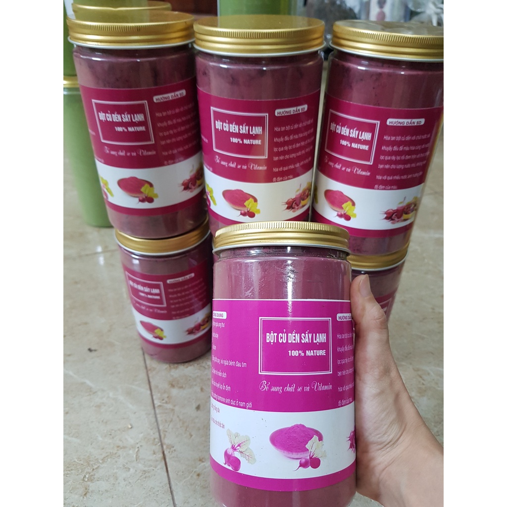 Bột củ dền đỏ sấy lạnh nguyên chất (hộp 500g), ổn định huyết áp, táo bón, tim mạch