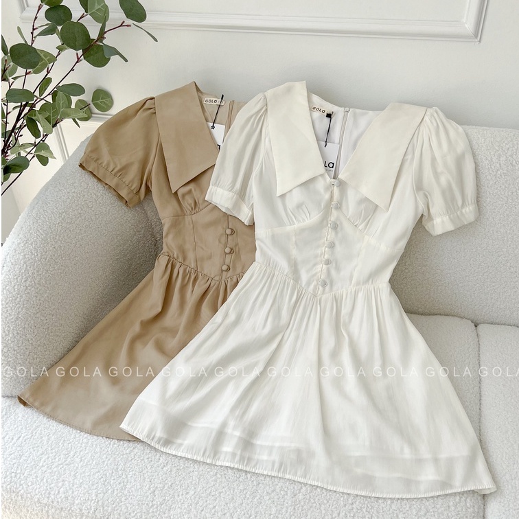 Đầm JAYLA - Đầm cổ trụ nẹp nút