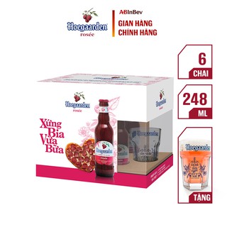 Xứng Bia Vừa Bữa - Lốc 6 chai Hoegaarden Rosee (248ml/chai) + 1 ly thủy tinh