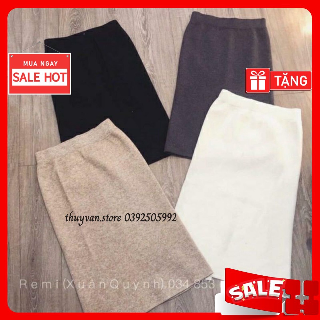 (SALE SẬP SÀN) #8002 Chân váy len lông mịn dài dáng qua gối chuẩn loại 1 Quảng Châu