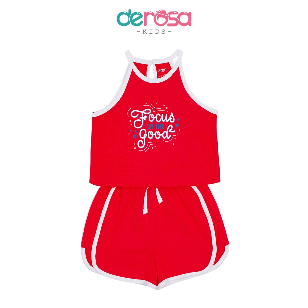 Bộ quần áo cổ yếm cho bé gái DEROSA KIDA từ 2-6 tuổi ASKD428B