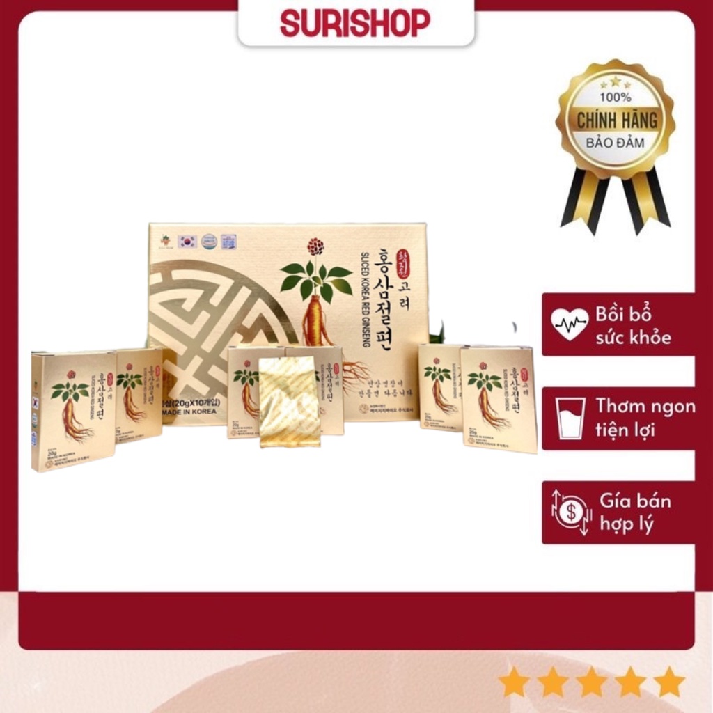 Hồng Sâm Thái Lát Tẩm Mật Ong HG BIO Korean Red Ginseng Sliced Hàn Quốc Hộp Giấy 200gr