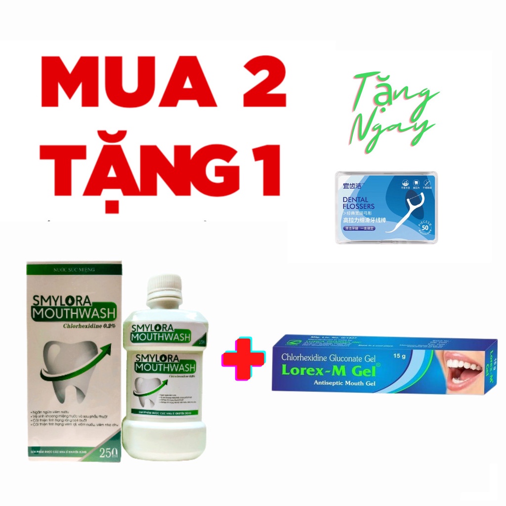 Combo Nước Súc Miệng Smylora + Gel bôi Lorex-M Gel Ngăn Ngừa Viêm Lợi, Nhiệt Miệng
