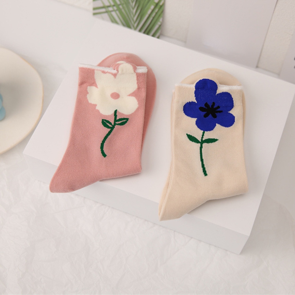 1 Đôi Tất Cotton In Hoa Xinh Xắn