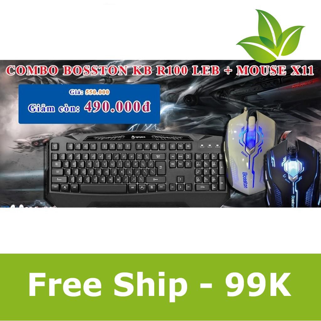 [Giá tốt] Combo bàn phím bosston KB R100 + Mouse X11 hỗ trợ ship