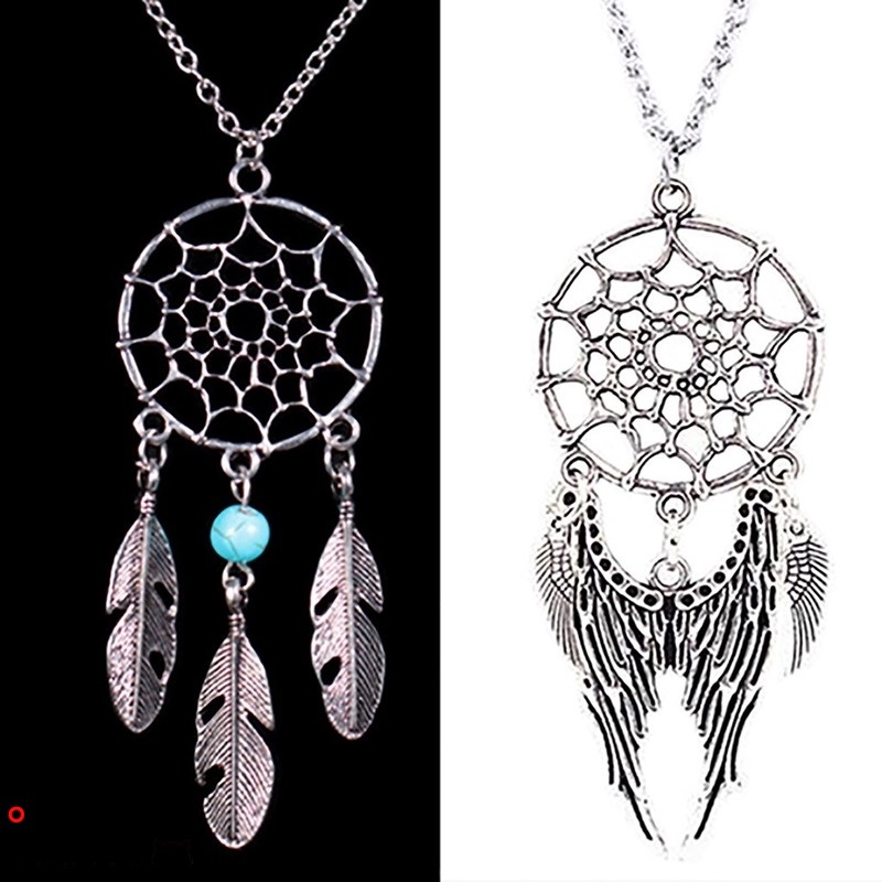 Vòng cổ mặt Dreamcatcher đính lông vũ