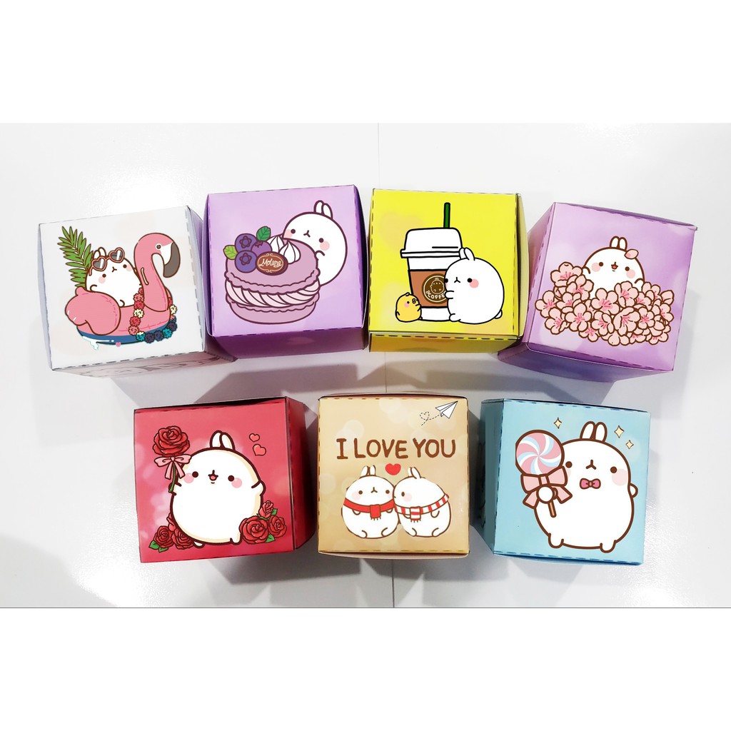 Hộp quà molang H8I5 hộp quà gấp cute hộp dễ thương hoạt hình 8*8*8cm