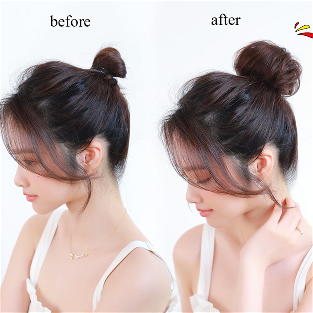 Cod Qipin 1PC Ins Elegant Wig Meatball Head Natural Fluffy Wig Lazy Pan Ball Head Straight High Temperature Hair Loop Hair Accessories 6cm