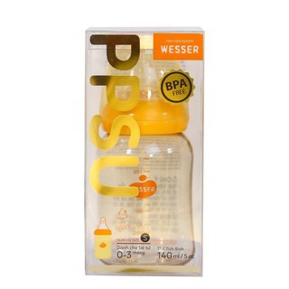 Bình sữa WESSER, Bình Sữa cổ hẹp nhựa PPSU 140ml