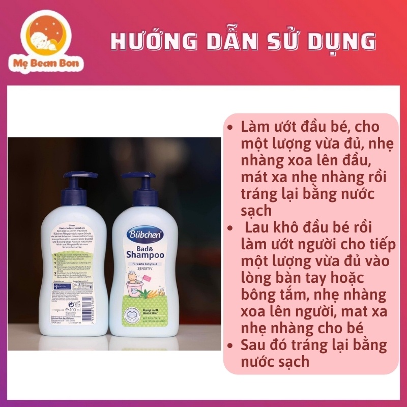 Sữa Tắm Gội Bubchen Đức 400ml Có Vòi Cho Bé Từ Sơ Sinh