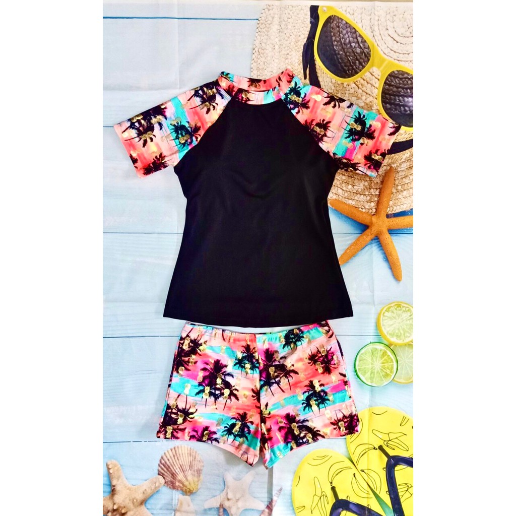 Bikini, Đồ Bơi Đi Biển Hai Mảnh Áo Ngắn Tay Quần Đùi Nhiều Màu ODERI HM-021