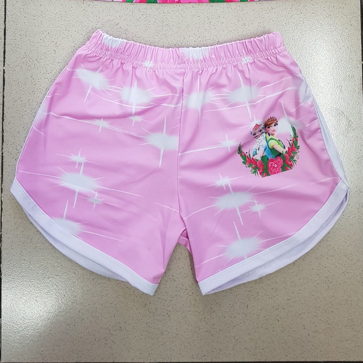 Bộ thun cotton lạnh thái mát rượi croptop elsa bé gái