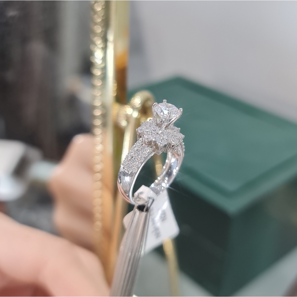 Nhẫn nữ bạc Ý S925 đính hoa đá MiASJ 4 chấu kiểu dáng sang trọng N296