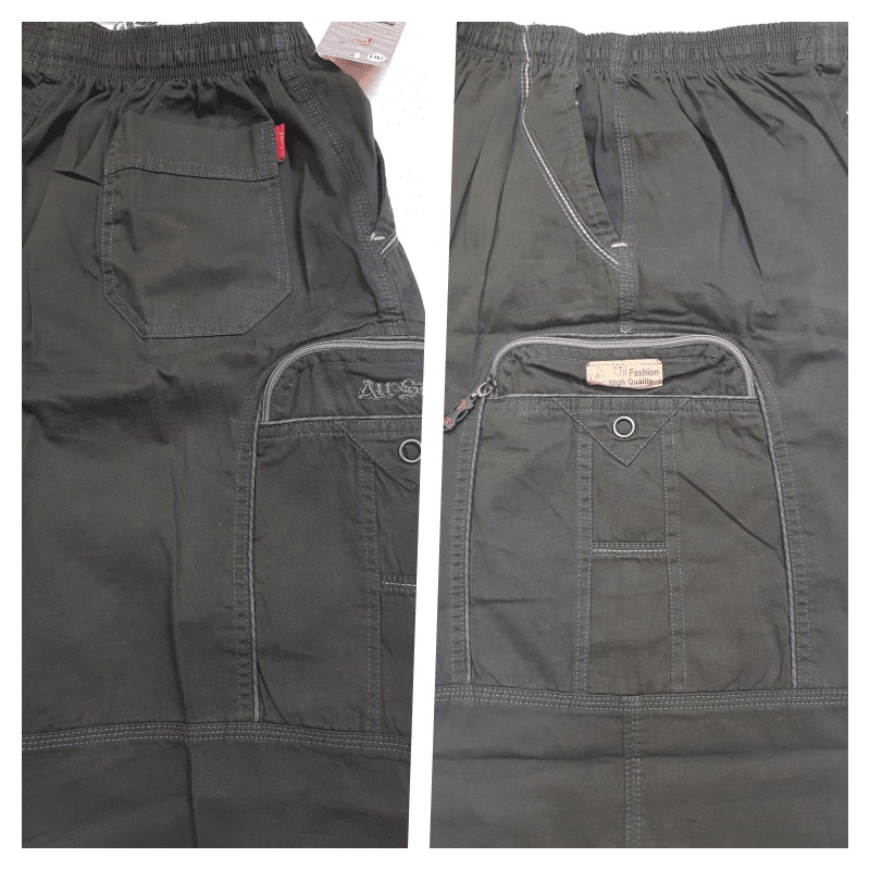 Quần Short Nam Kaki Lụa Xịn Túi Hộp Lưng Thun Co Giãn From Rộng Thoải Mái Có Túi Khóa Kéo SUNMEN Size Từ 28 - 40