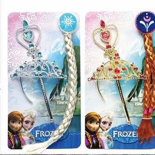bộ phụ kiện vương miện,tóc giả, gậy elsa anna