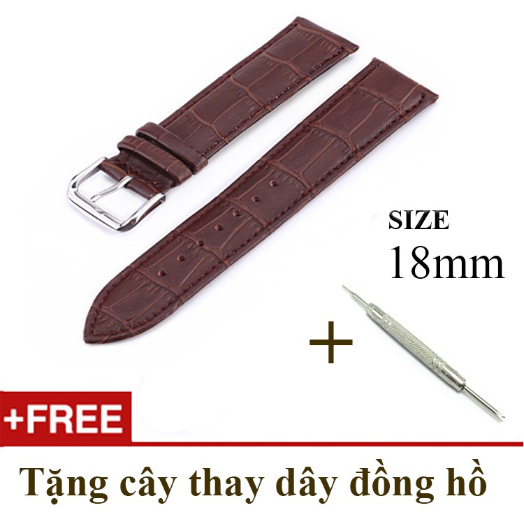 Dây đồng hồ da cao cấp SIZE 18mm (nâu-B805)