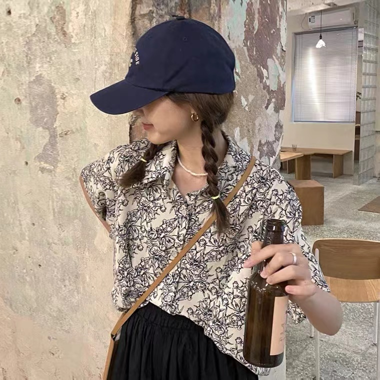 SUXI Áo Sơ Mi Tay Ngắn Dáng Rộng Kiểu Vintage Thời Trang Mùa Hè Cho Nữ