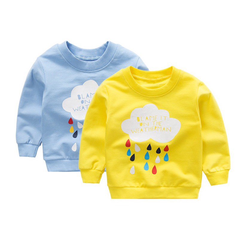 Áo sweatshirt tay dài vải cotton cổ tròn dễ thương dành cho bé