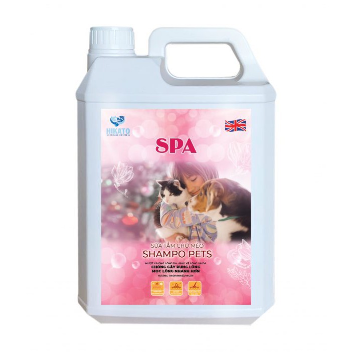 Sữa tắm chó mèo SHAMPO PETS SPA – VITAMIN E, VITAMIN B6 CAN 5 LÍT