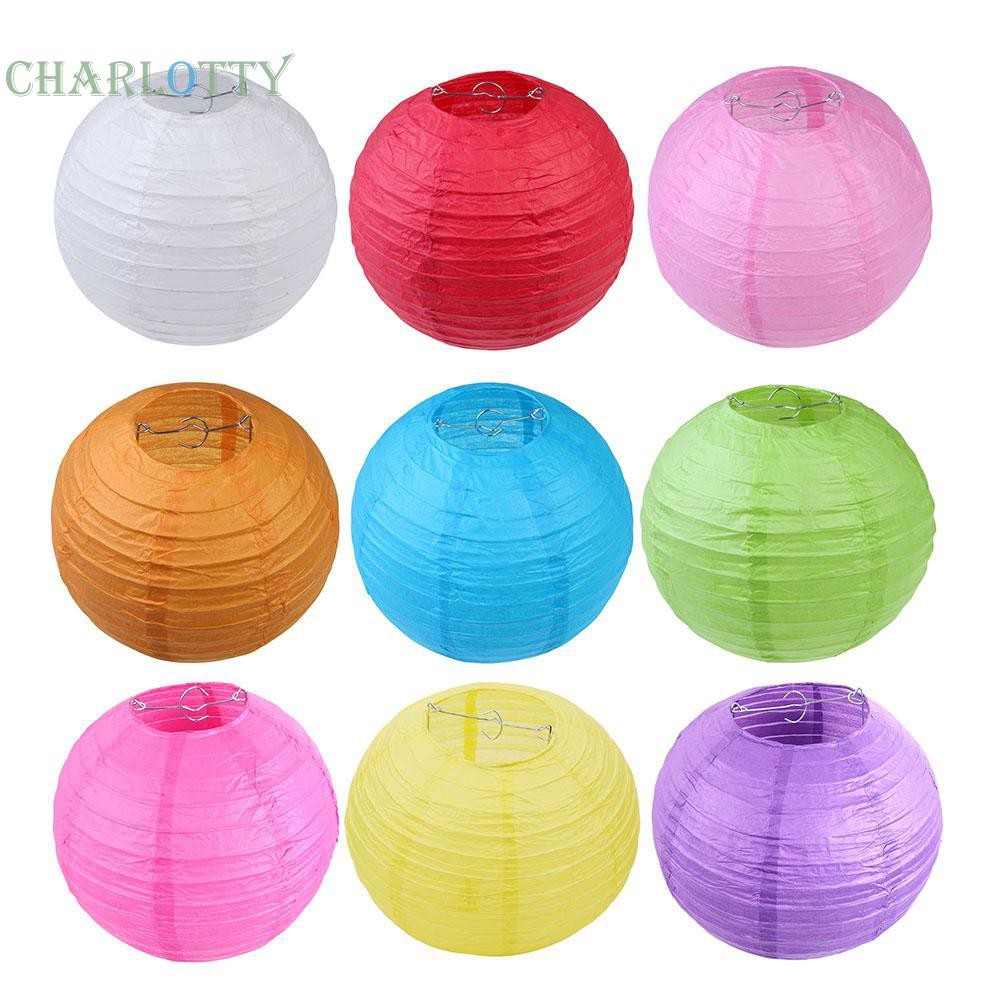 Lồng đèn xếp bằng giấy hình bóng tròn 4 inch phong cách Trung Hoa trang trí nhà cửa/ đám cưới