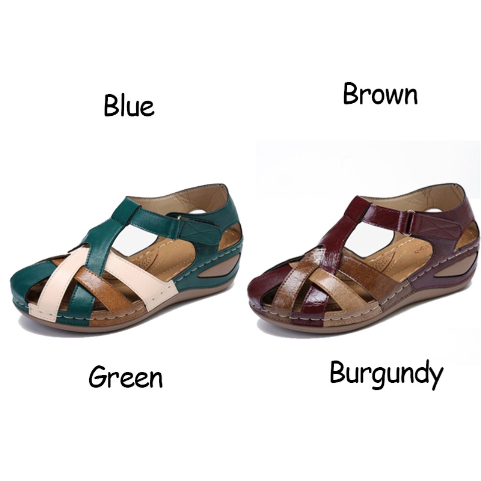 Tikp Giày sandal đế xuồng dày chống trượt phong cách retro thời trang dành cho nữ