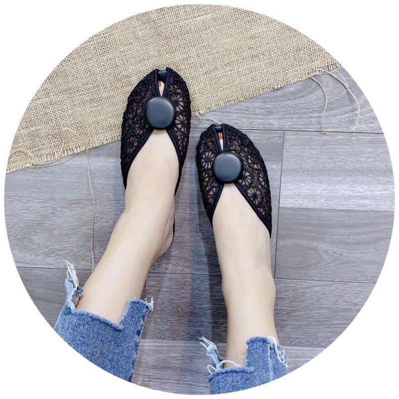 Giày Sục Nữ Họa Tiết Nụ Hoa 3 Hở Mũi tông Màu Cực Xinh (2 Mẫu) | BigBuy360 - bigbuy360.vn