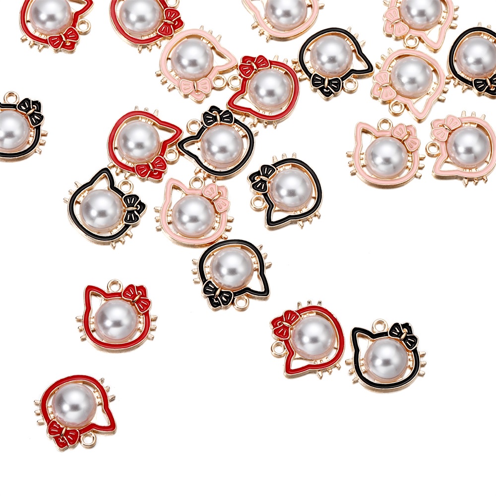 5 Mặt vòng cổ St.kunkka phối hình mặt mèo đính ngọc trai tùy chọn màu sắc DIY