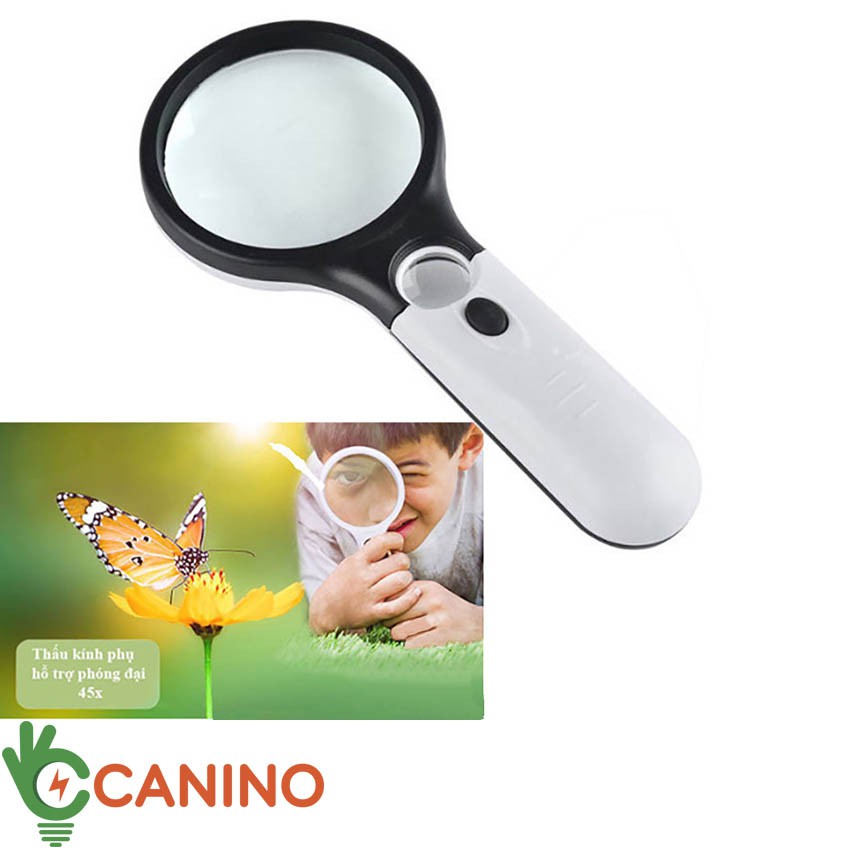 Kính lúp cầm tay có đèn mini  Canino 3x - 45x