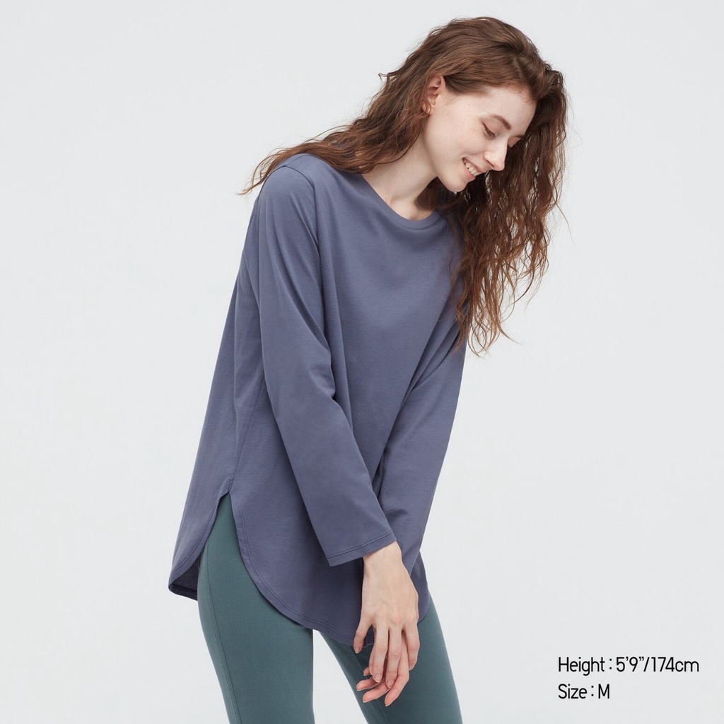 Áo cotton nữ u/ni vạt bầu tay dài