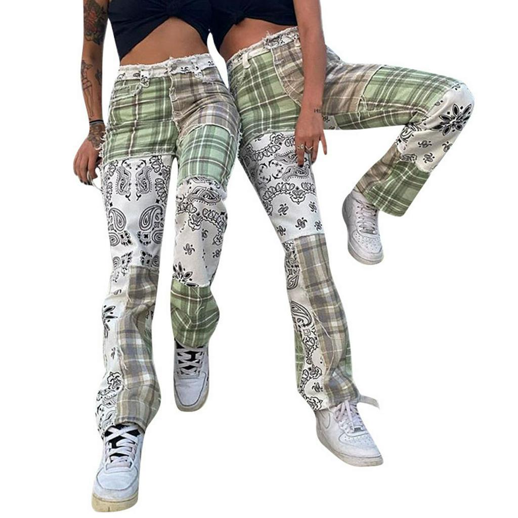 Quần dài họa tiết kẻ sọc độc đáo cá tính thời trang cho nữ