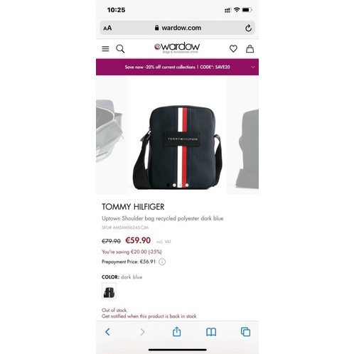 TNS-Túi đeo chéo nam form hộp dây đeo bản to cá tính hottrend Tommie Uptown bag for men-chất liệu chuẩn màu xanh navy