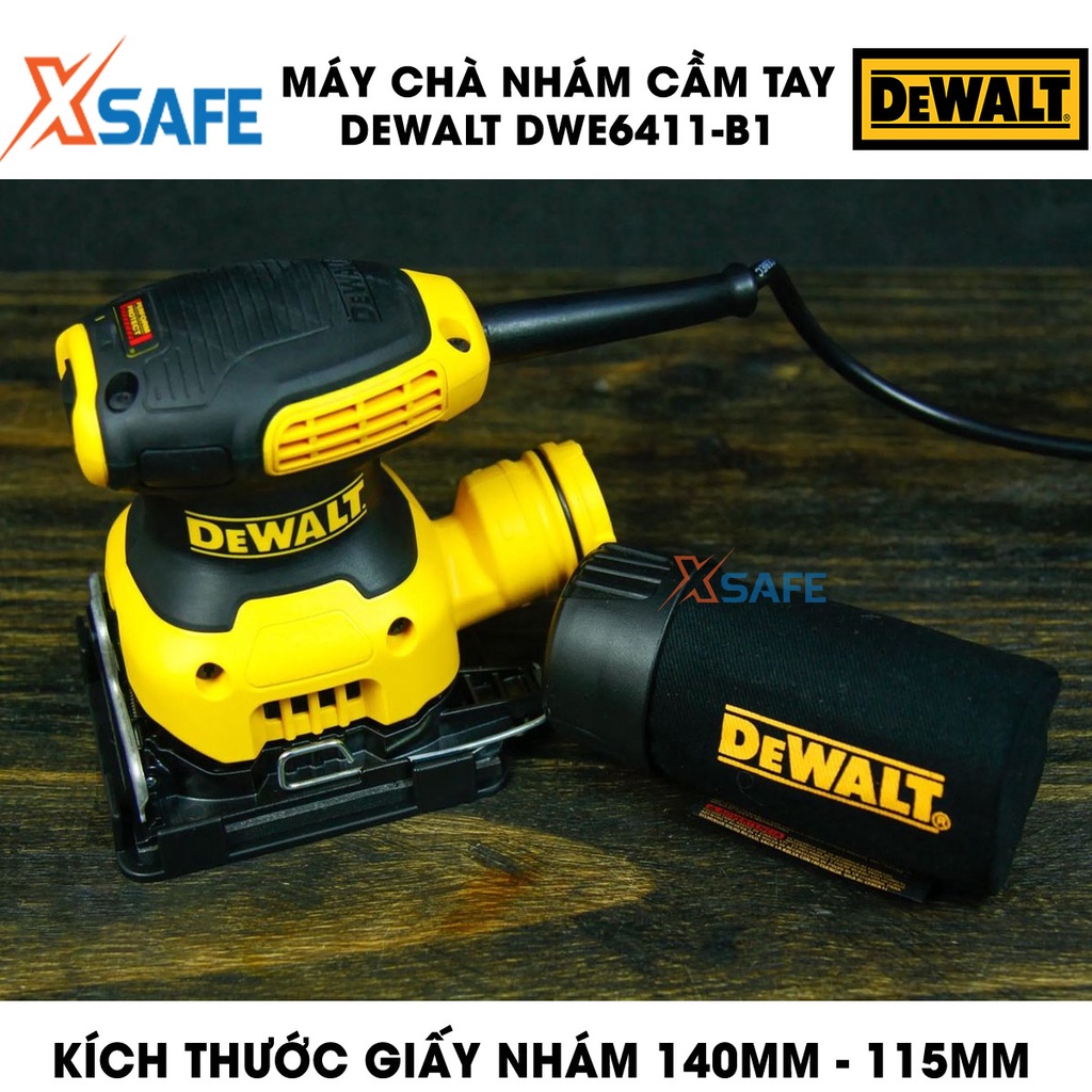 Máy chà nhám kèm đế chà, túi chứa bụi Máy chà nhám cầm tay DeWalt đa cấp tốc độ cơ chế tự động hút bụi, vỏ máy cách điện