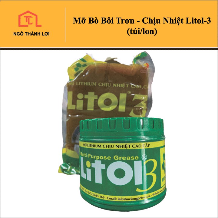 Mỡ bò bôi trơn chịu nhiệt Litol-3 Túi 800g / Lon 400g - Mỡ bò chịu nhiệt -Mekong