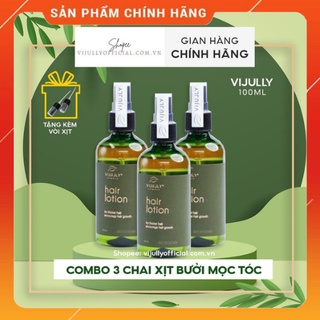 Combo 3 chai dầu xịt tinh dầu bưởi vijully, giảm rụng tóc, kích thích mọc tóc sau 2 tuần