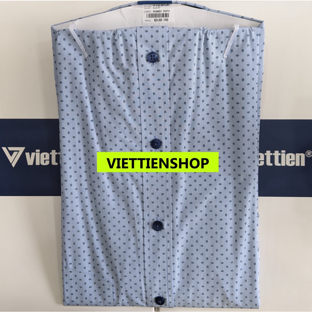 ÁO SƠ MI VIỆT TIẾN DÀI TAY VẢI TRE HOA VĂN