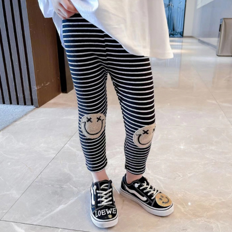 Se7en Quần Legging Mùa Thu Hàn Quốc Giản Dị In Họa Tiết Sọc Cho Bé Gái